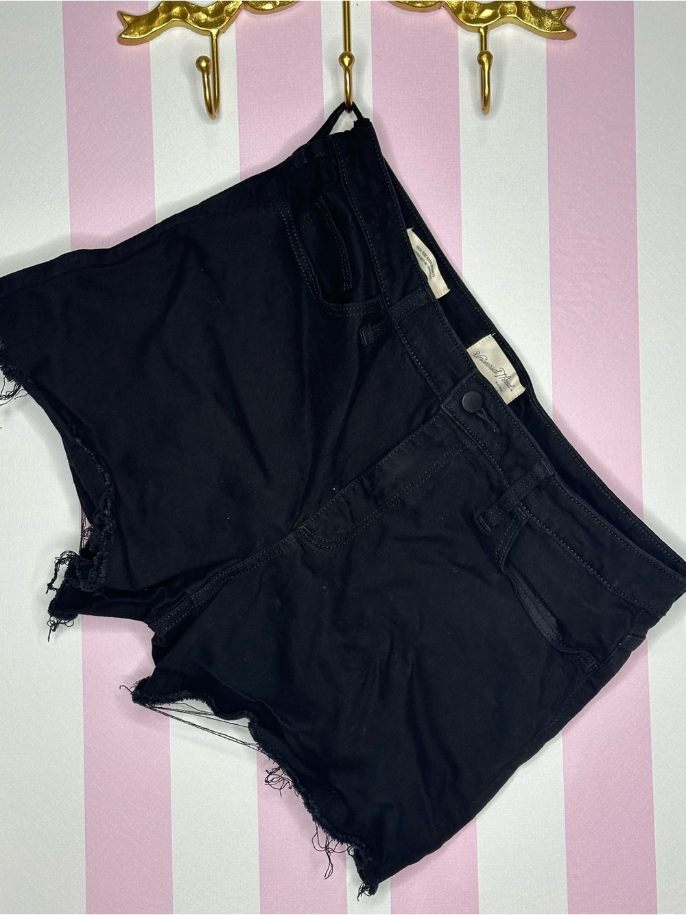 Universal Thread Black Frayed Denim Shortalls